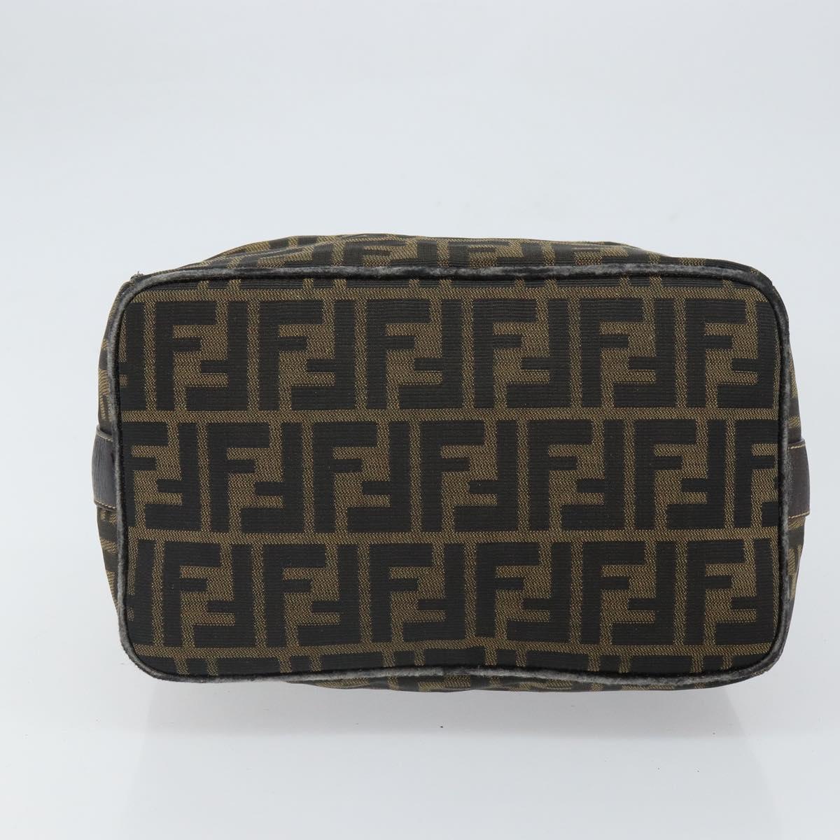 FENDI Zucca Canvas Vanity Hand Bag Black Brown Auth 162830