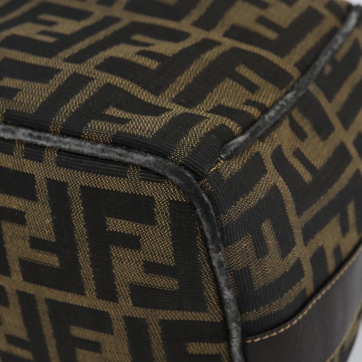 FENDI Zucca Canvas Vanity Hand Bag Black Brown Auth 162830
