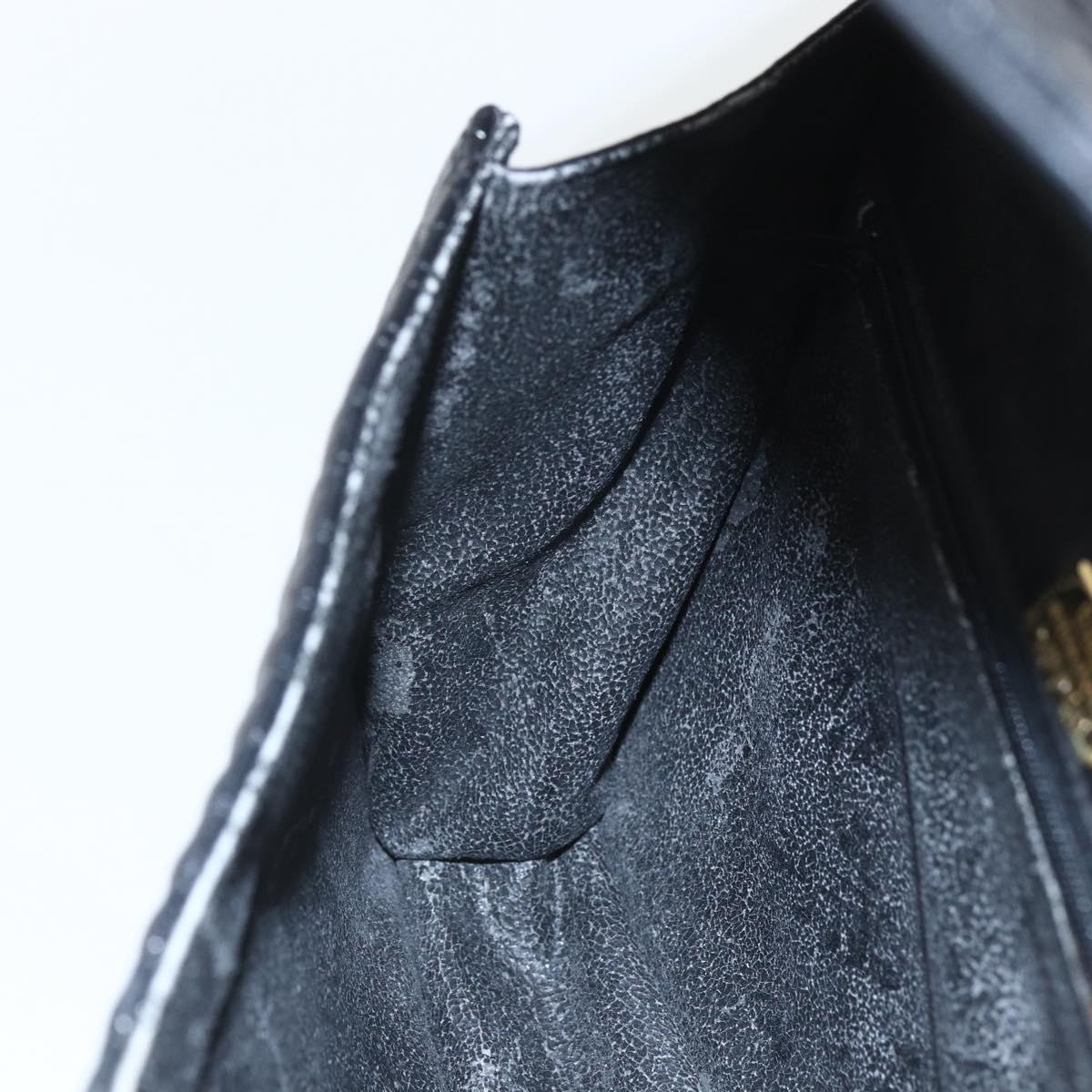 BALLY Hand Bag Leather Black Gold Auth 162833
