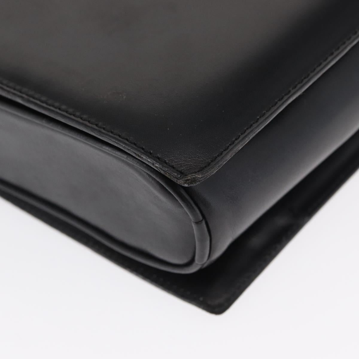 CELINE Shoulder Bag Leather Black Gold Auth 162834