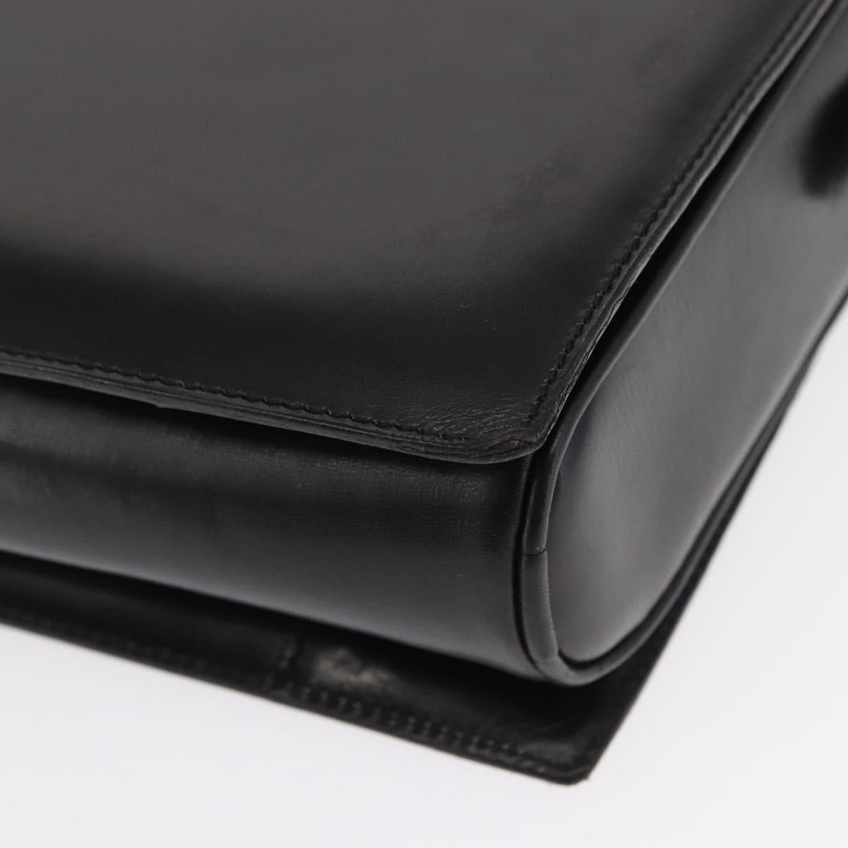 CELINE Shoulder Bag Leather Black Gold Auth 162834