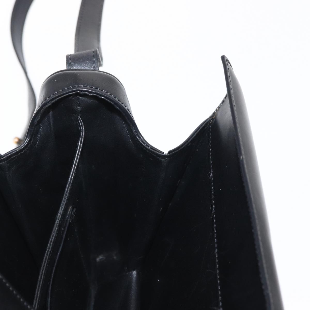 CELINE Shoulder Bag Leather Black Gold Auth 162834