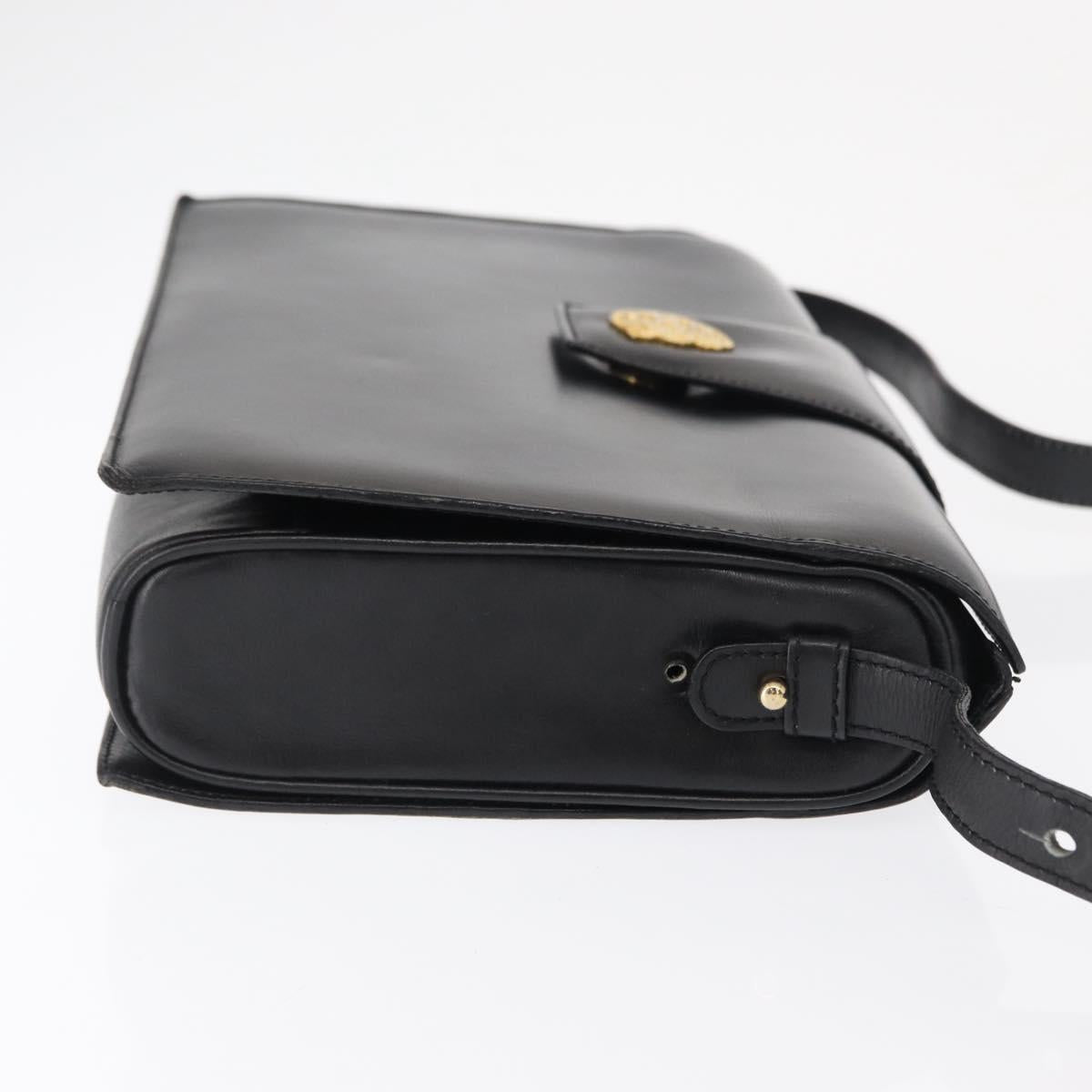 CELINE Shoulder Bag Leather Black Gold Auth 162834
