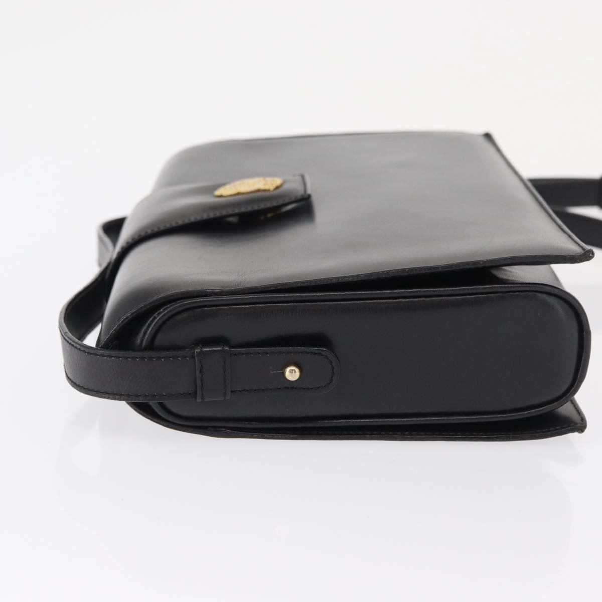 CELINE Shoulder Bag Leather Black Gold Auth 162834