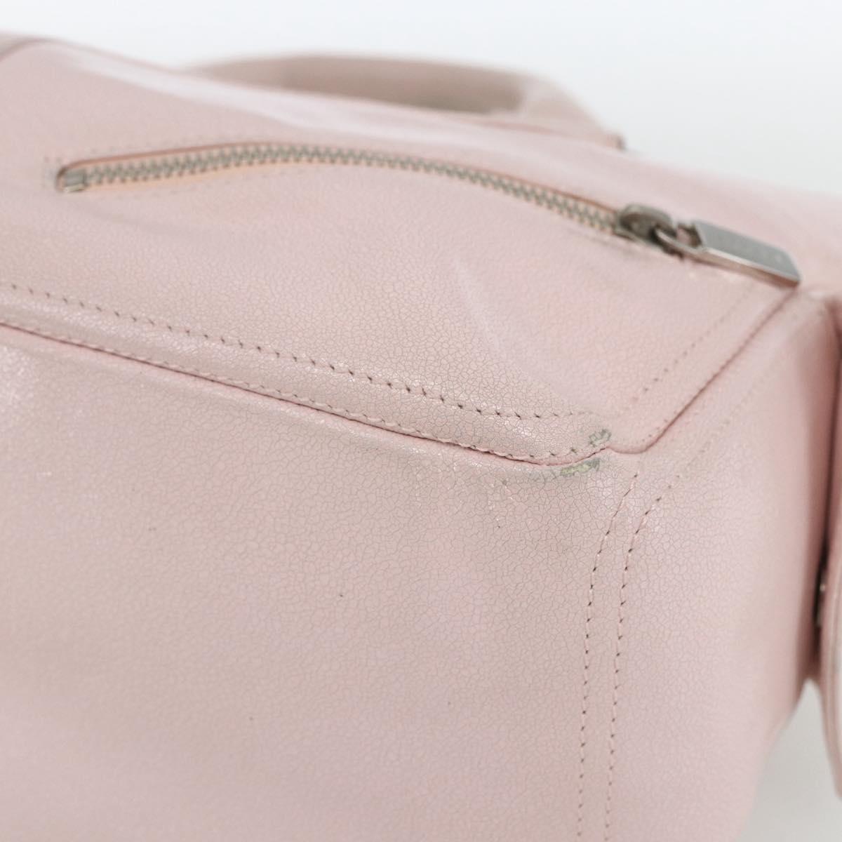 CELINE Boogie Hand Bag Leather Pink Silver Auth 162835