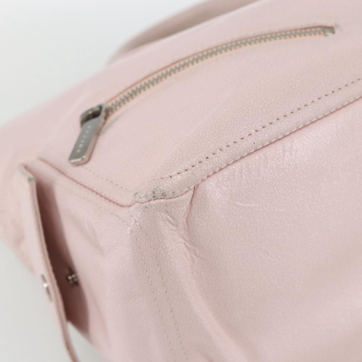 CELINE Boogie Hand Bag Leather Pink Silver Auth 162835