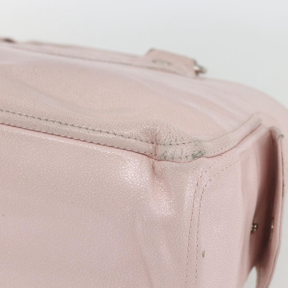 CELINE Boogie Hand Bag Leather Pink Silver Auth 162835