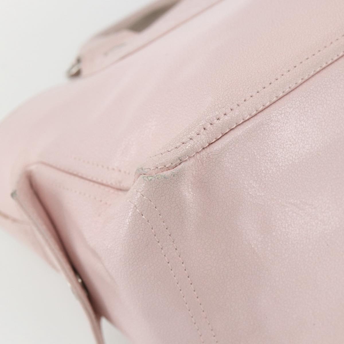 CELINE Boogie Hand Bag Leather Pink Silver Auth 162835