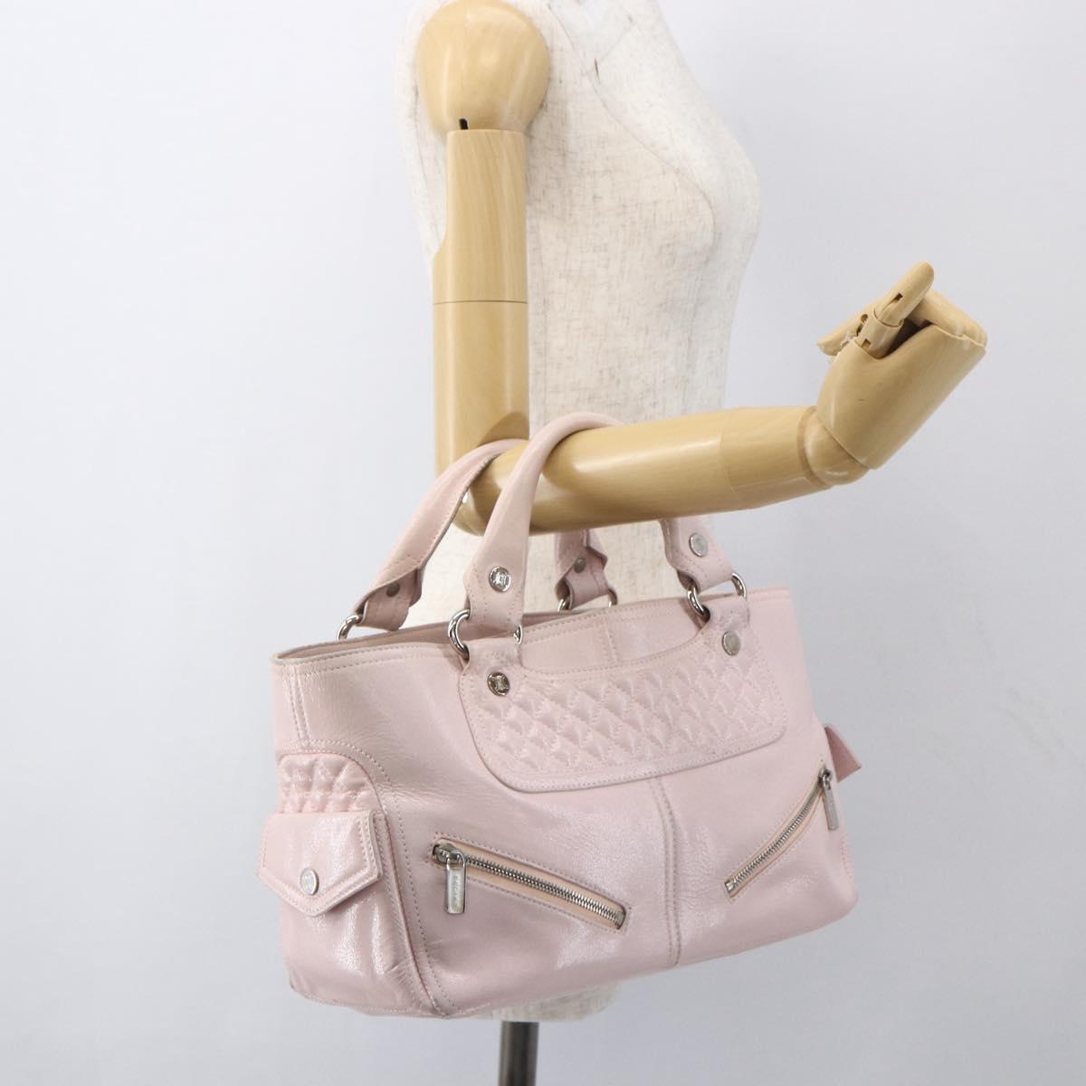 CELINE Boogie Hand Bag Leather Pink Silver Auth 162835