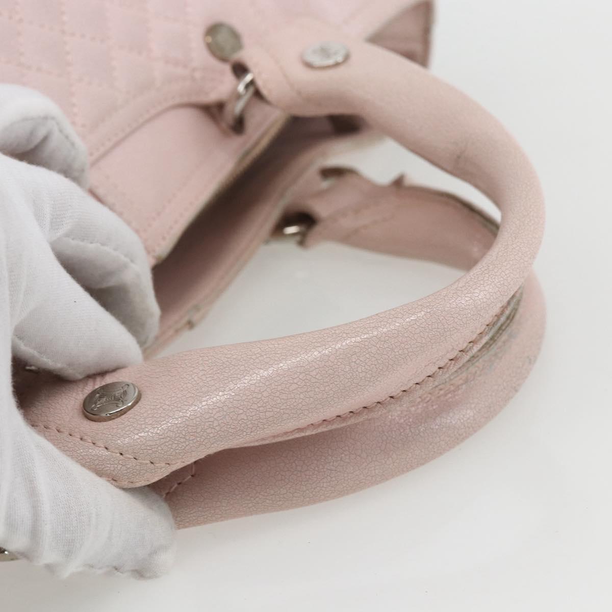 CELINE Boogie Hand Bag Leather Pink Silver Auth 162835