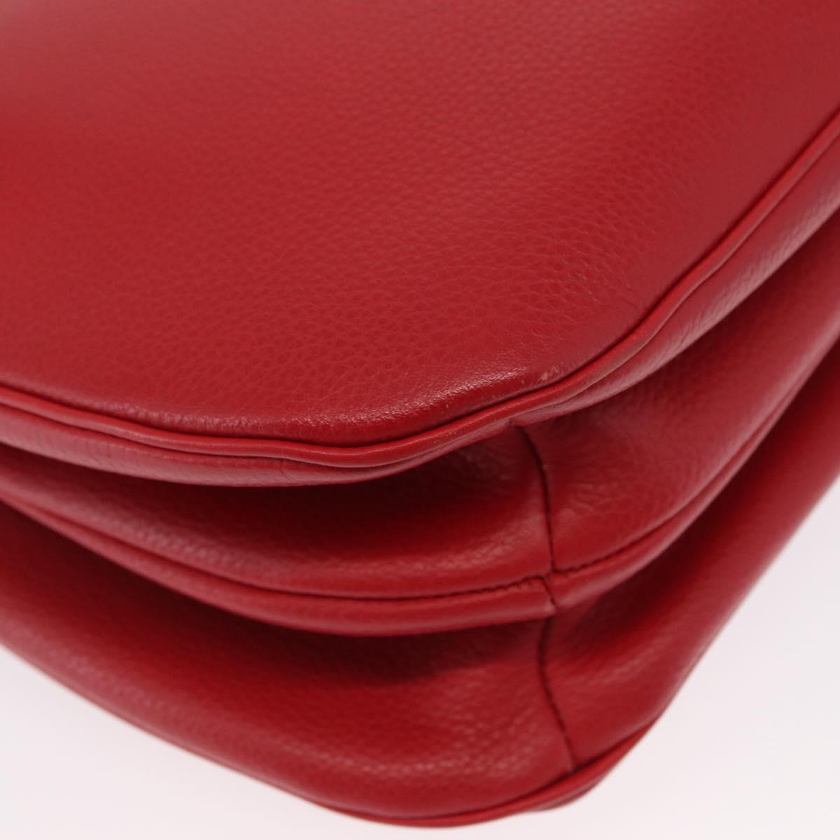 CELINE Shoulder Bag Leather Red Gold Auth 162837