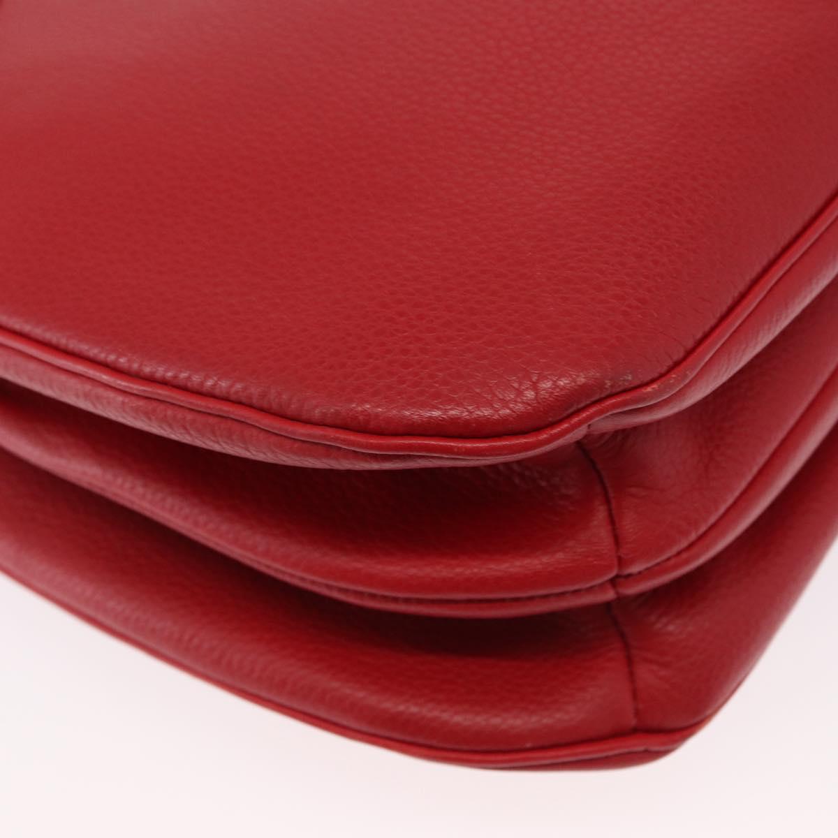 CELINE Shoulder Bag Leather Red Gold Auth 162837