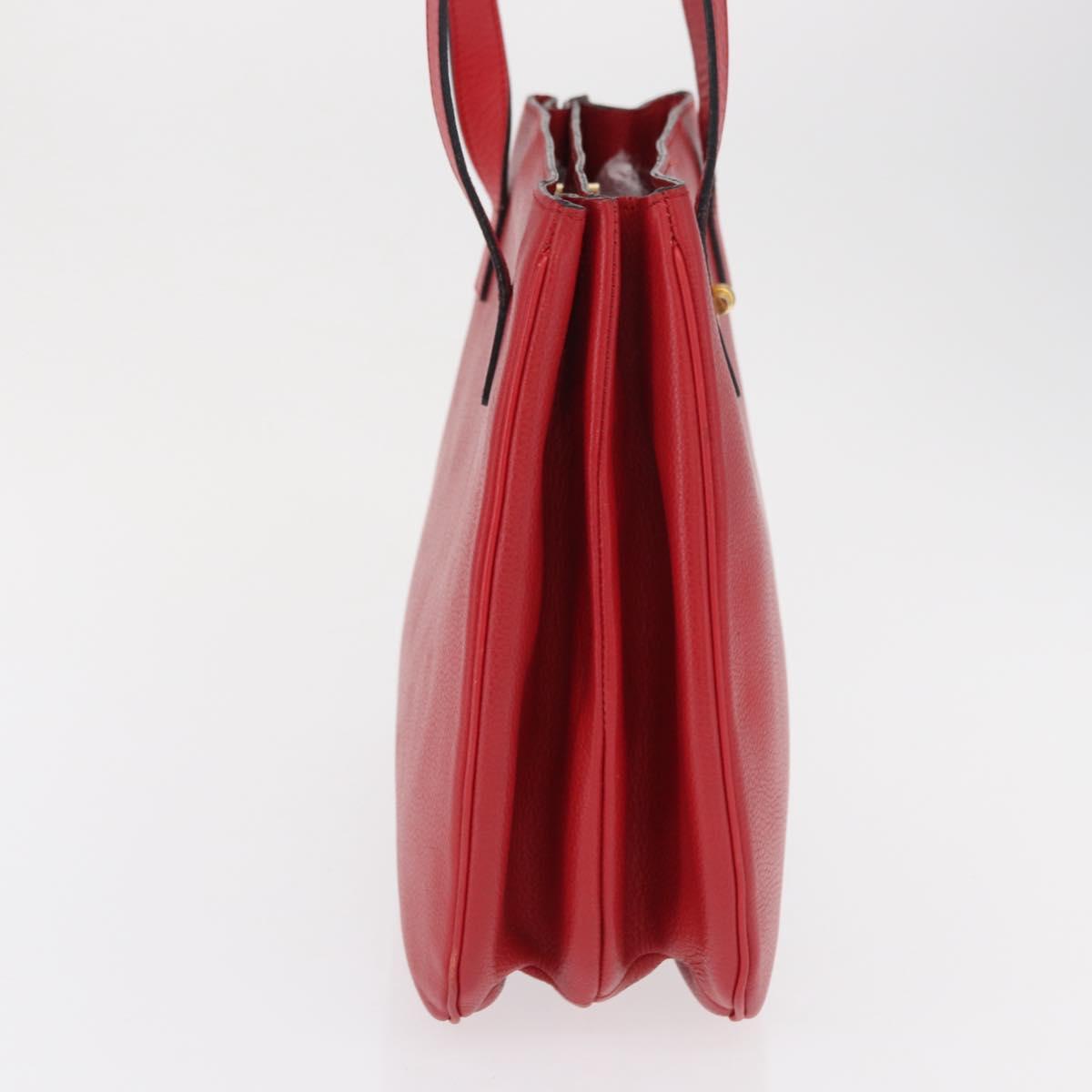 CELINE Shoulder Bag Leather Red Gold Auth 162837