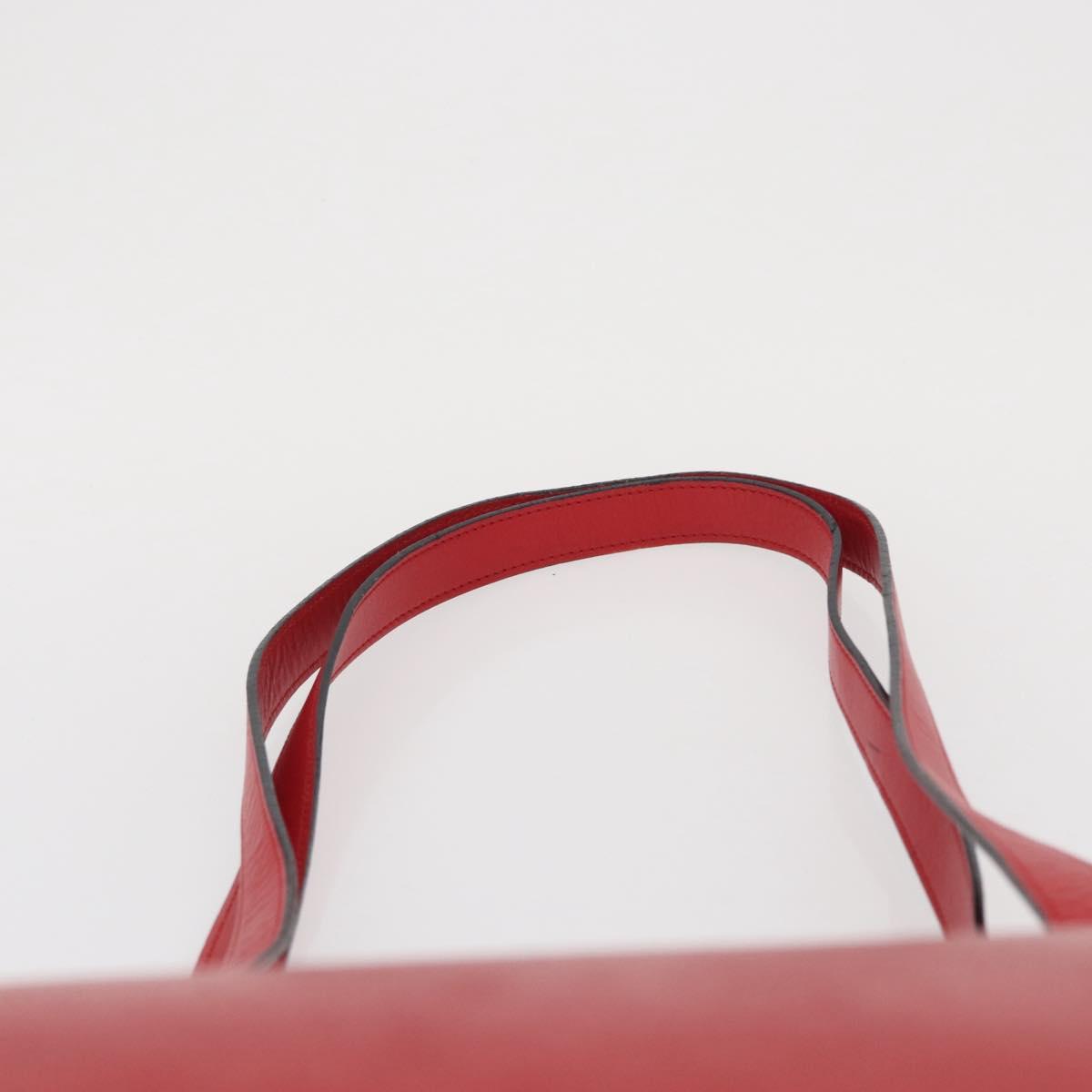 CELINE Shoulder Bag Leather Red Gold Auth 162837