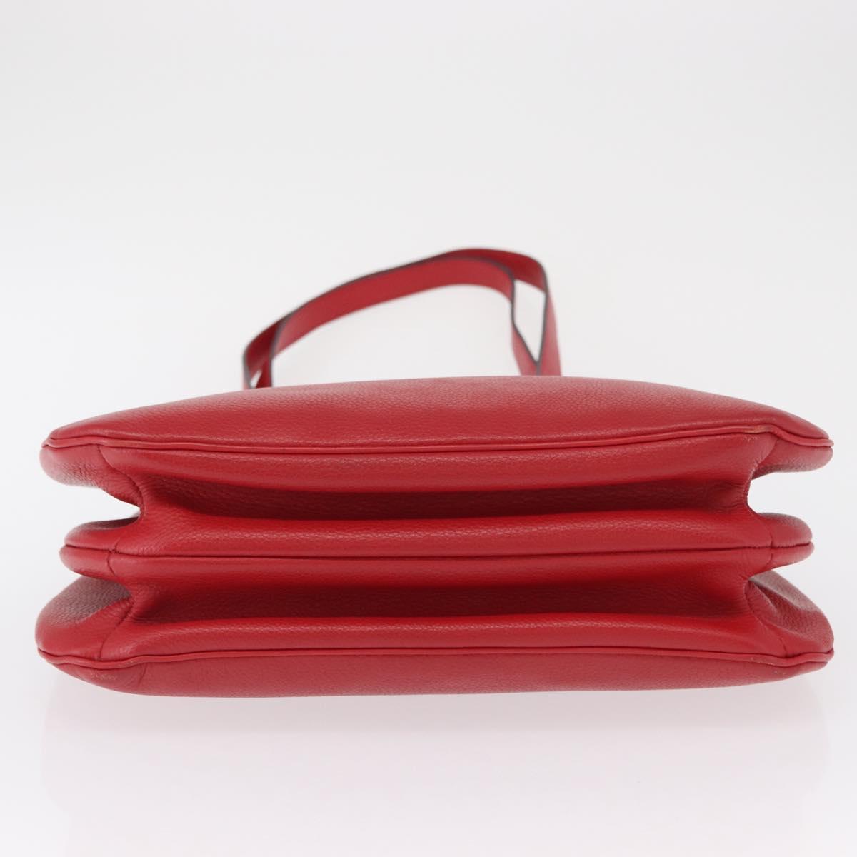 CELINE Shoulder Bag Leather Red Gold Auth 162837