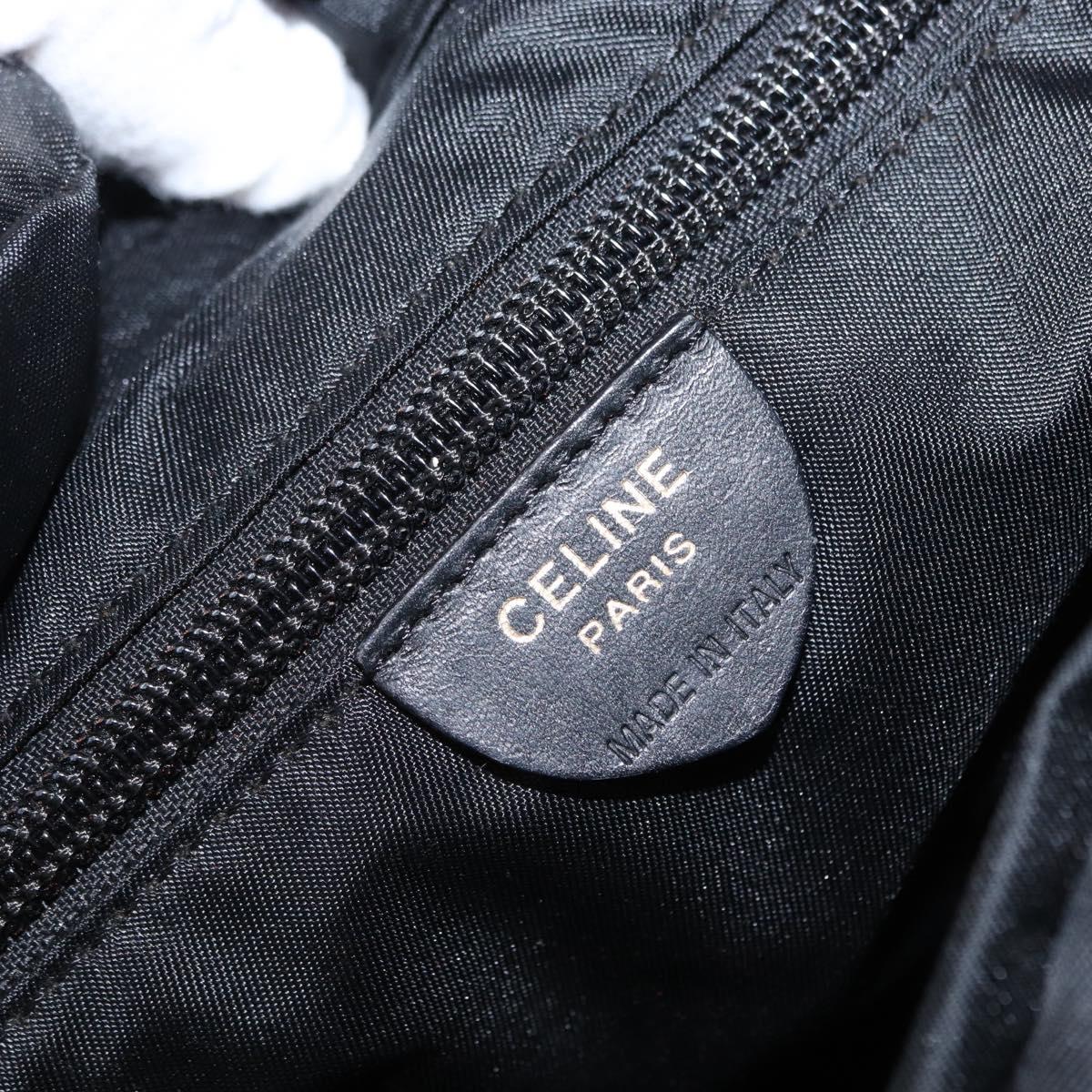CELINE Shoulder Bag Nylon Black Gold Auth 162838