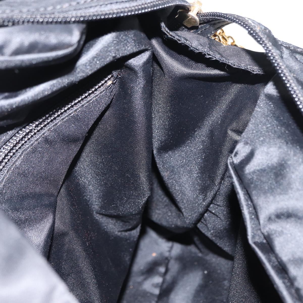 CELINE Shoulder Bag Nylon Black Gold Auth 162838