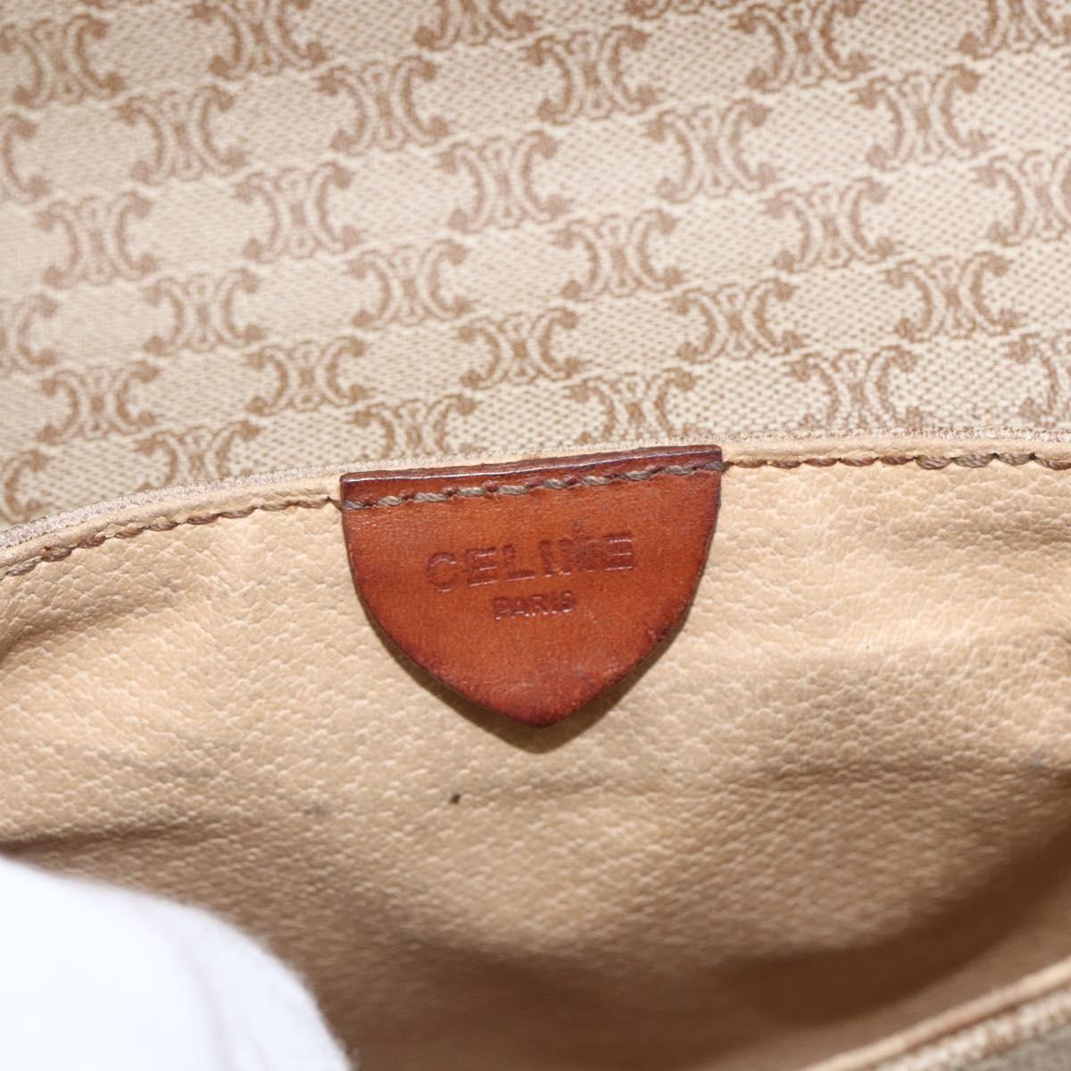 CELINE Macadam Canvas Shoulder Bag PVC Beige Gold Auth 162841