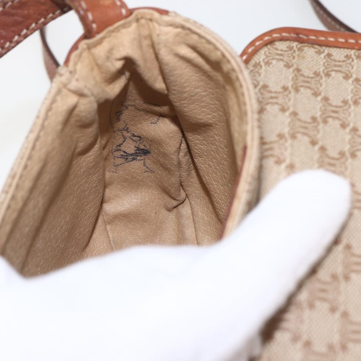 CELINE Macadam Canvas Shoulder Bag PVC Beige Gold Auth 162841
