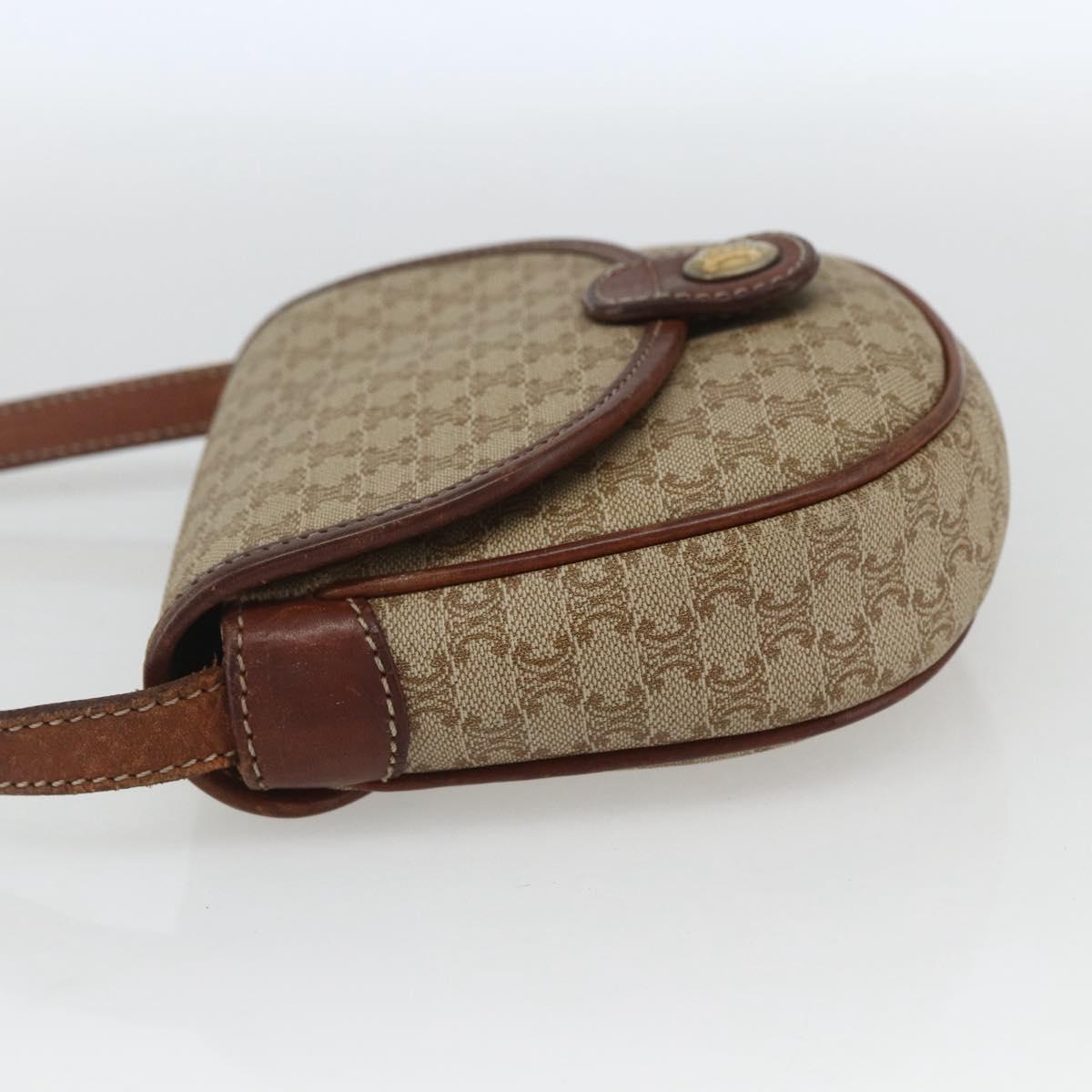 CELINE Macadam Canvas Shoulder Bag PVC Beige Gold Auth 162841