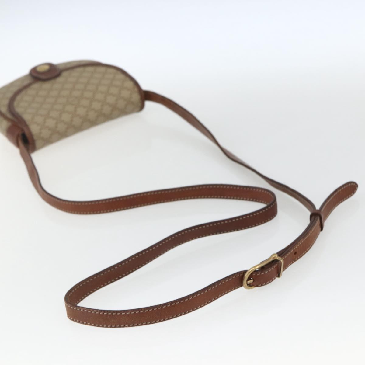 CELINE Macadam Canvas Shoulder Bag PVC Beige Gold Auth 162841