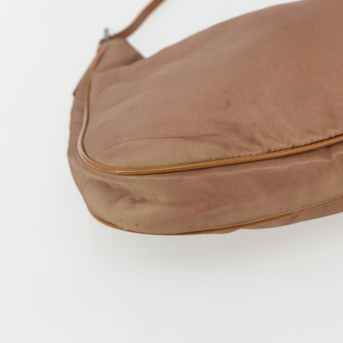 PRADA Shoulder Bag Nylon Beige Gold Auth 162843