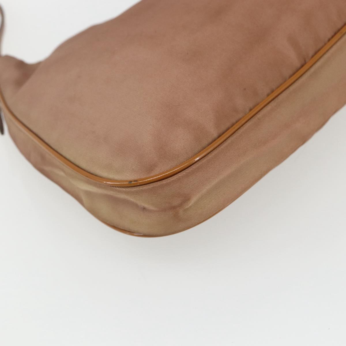 PRADA Shoulder Bag Nylon Beige Gold Auth 162843