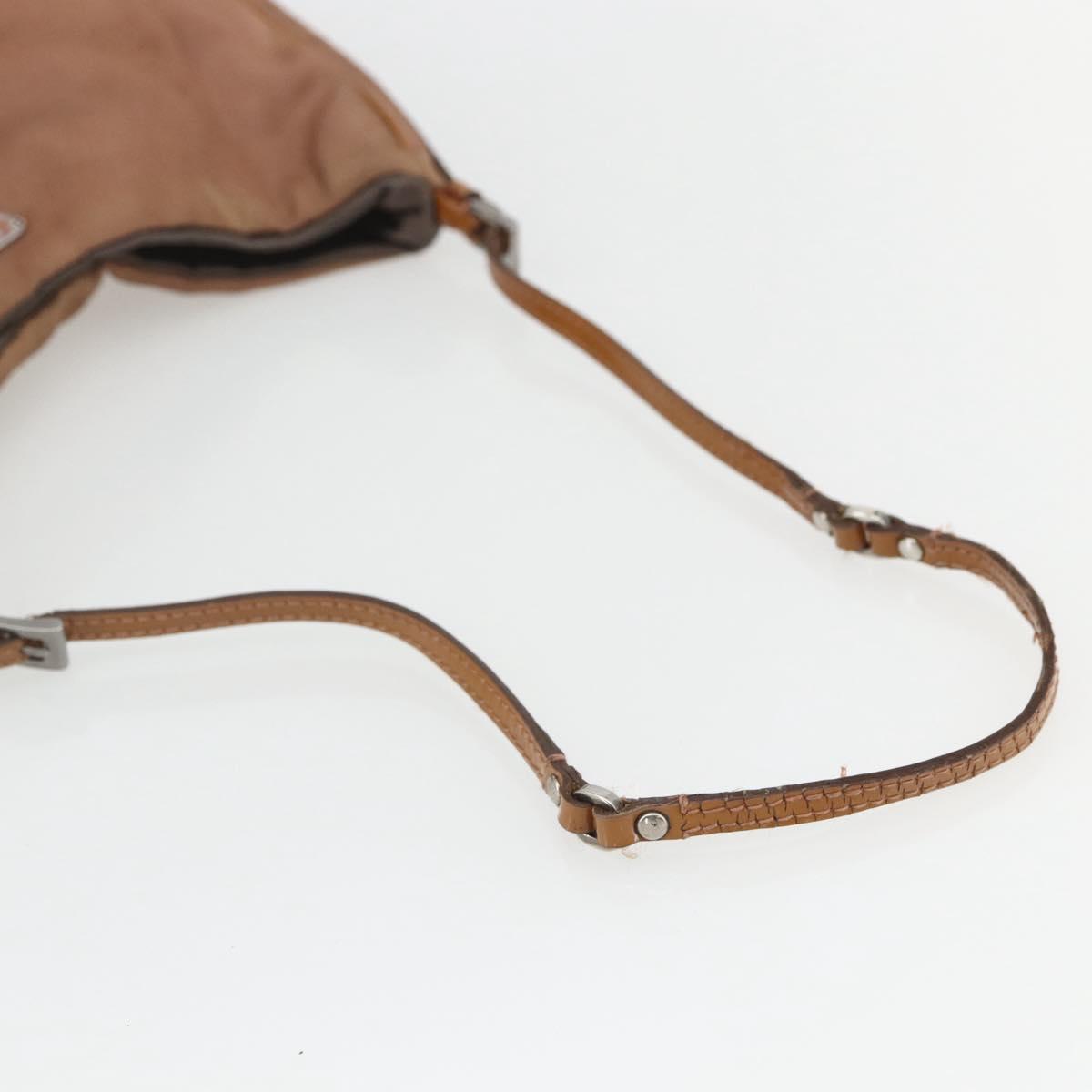 PRADA Shoulder Bag Nylon Beige Gold Auth 162843