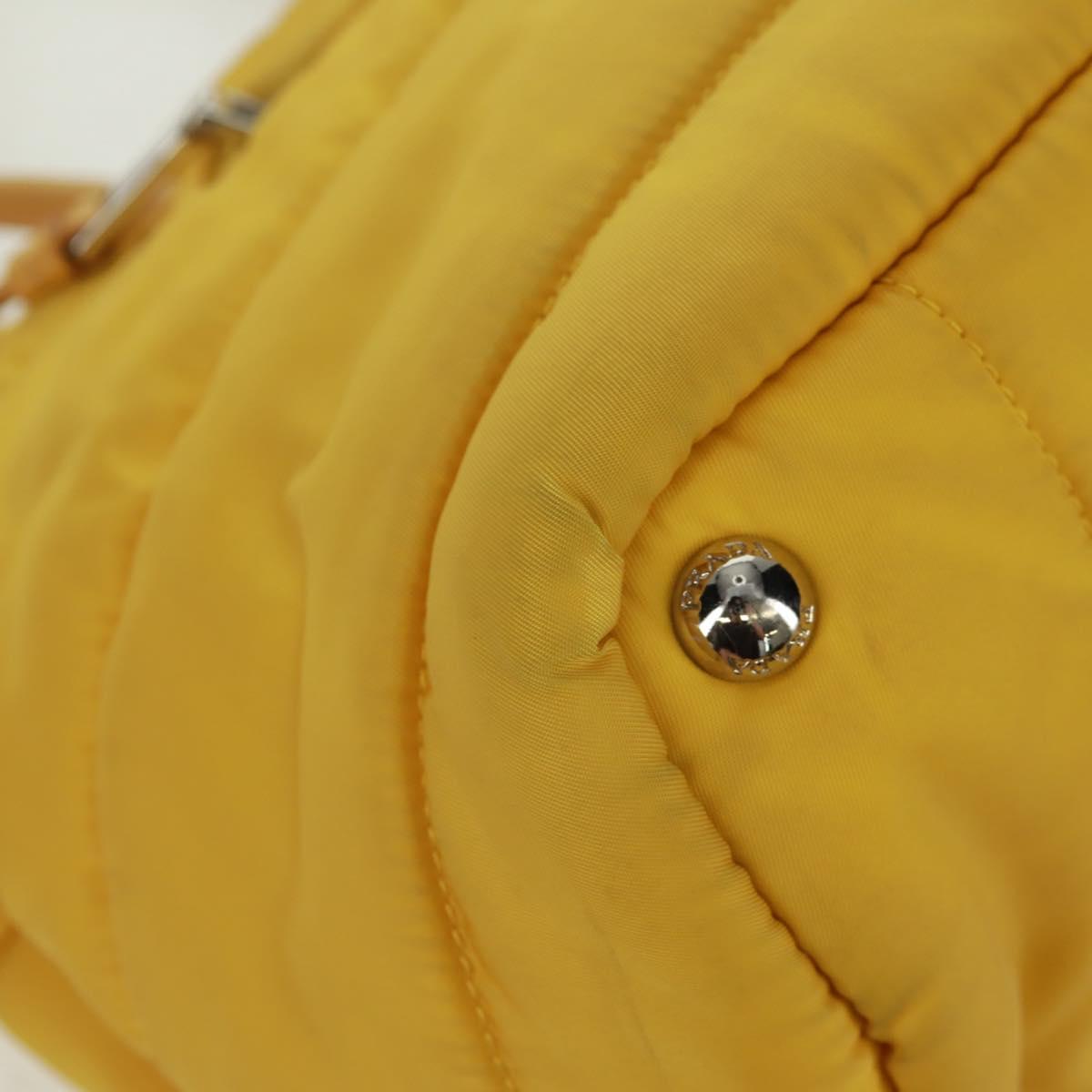 PRADA Test Bomber Hand Bag Nylon 2way Yellow Silver Auth 162845V