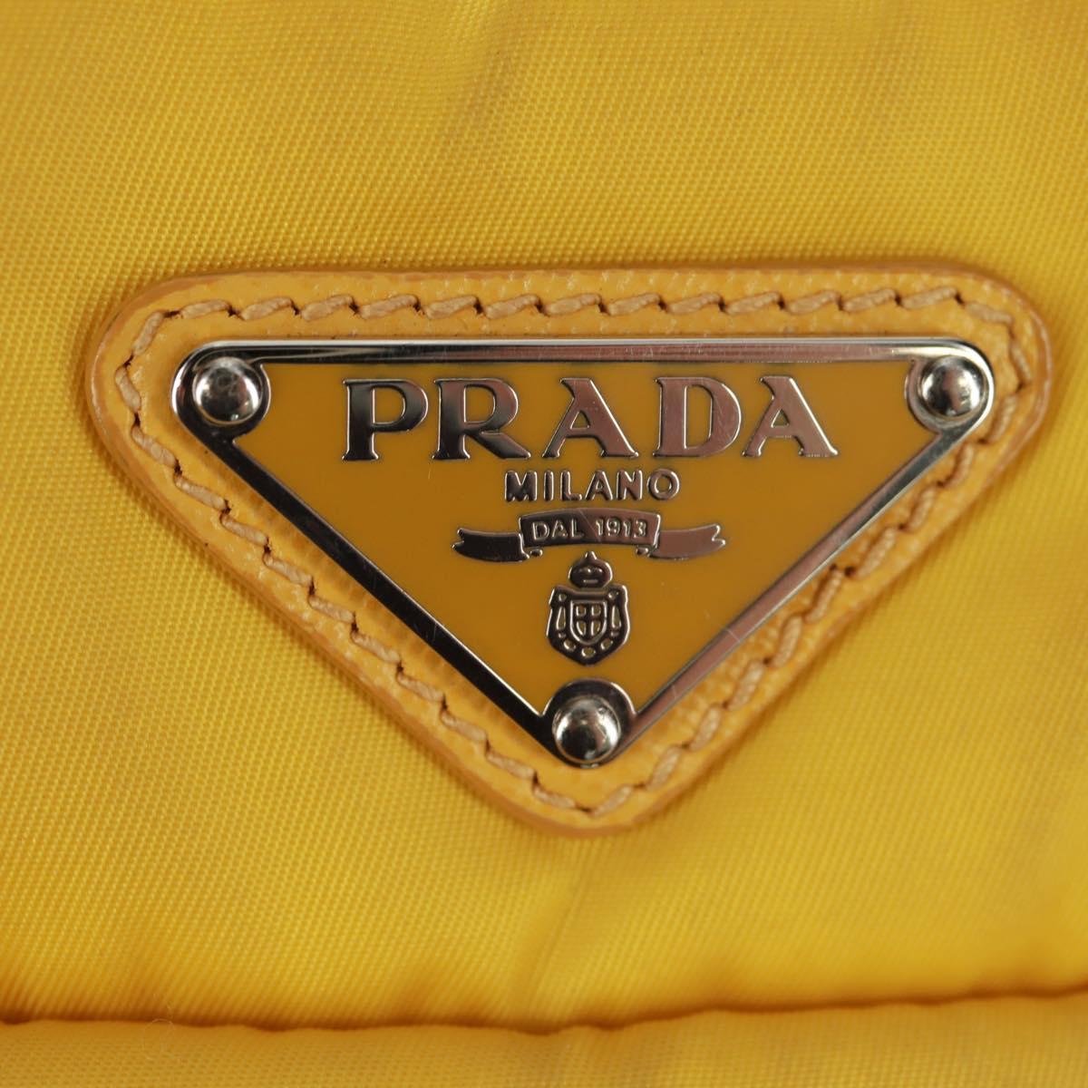 PRADA Test Bomber Hand Bag Nylon 2way Yellow Silver Auth 162845V