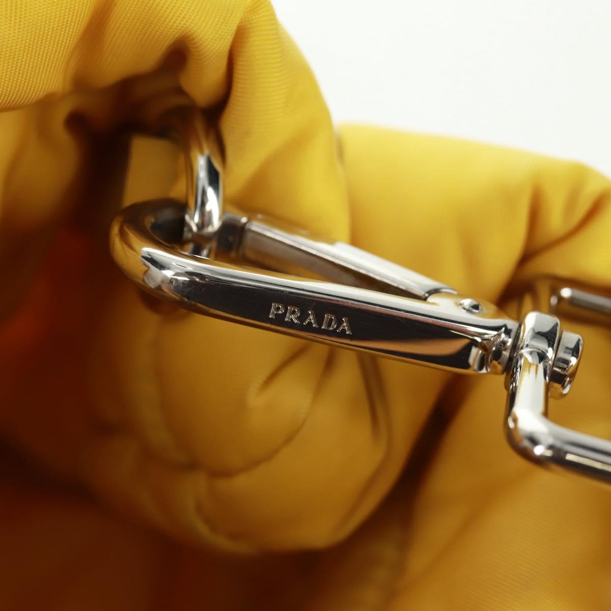 PRADA Test Bomber Hand Bag Nylon 2way Yellow Silver Auth 162845V