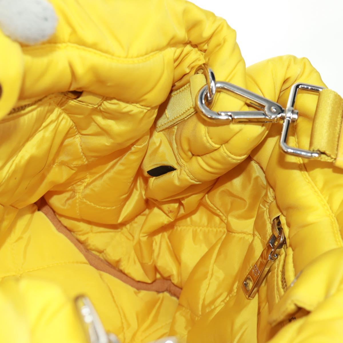 PRADA Test Bomber Hand Bag Nylon 2way Yellow Silver Auth 162845V