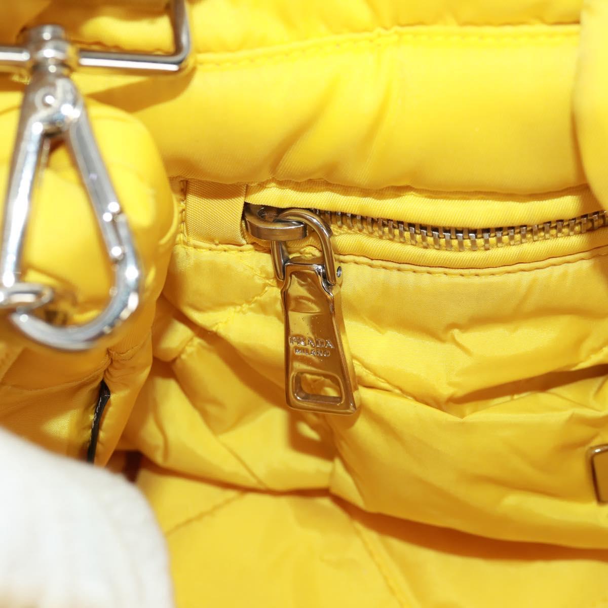 PRADA Test Bomber Hand Bag Nylon 2way Yellow Silver Auth 162845V