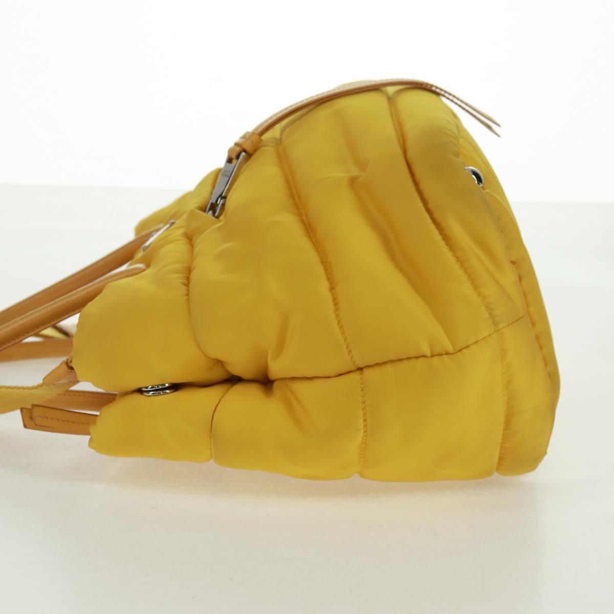 PRADA Test Bomber Hand Bag Nylon 2way Yellow Silver Auth 162845V