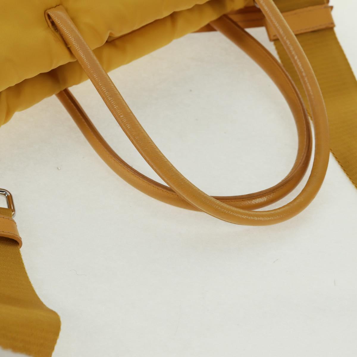 PRADA Test Bomber Hand Bag Nylon 2way Yellow Silver Auth 162845V