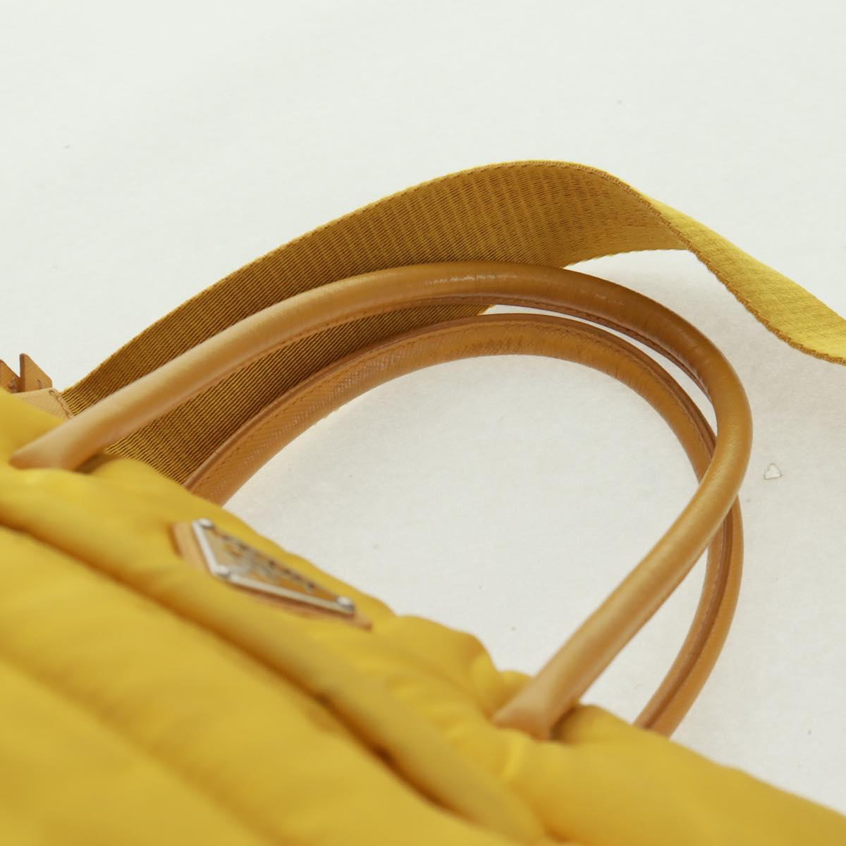 PRADA Test Bomber Hand Bag Nylon 2way Yellow Silver Auth 162845V