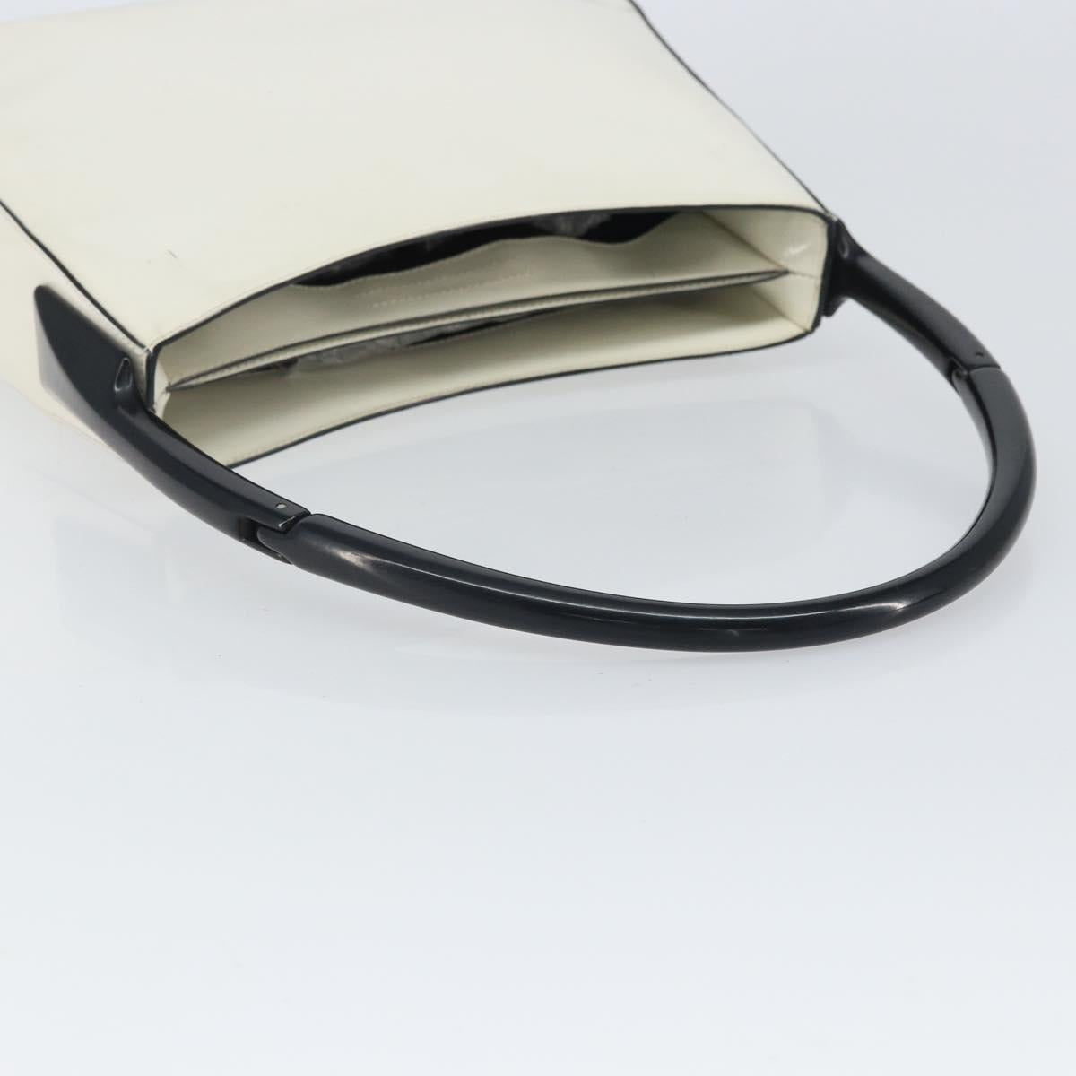 PRADA Shoulder Bag Patent leather White Silver Auth 162846
