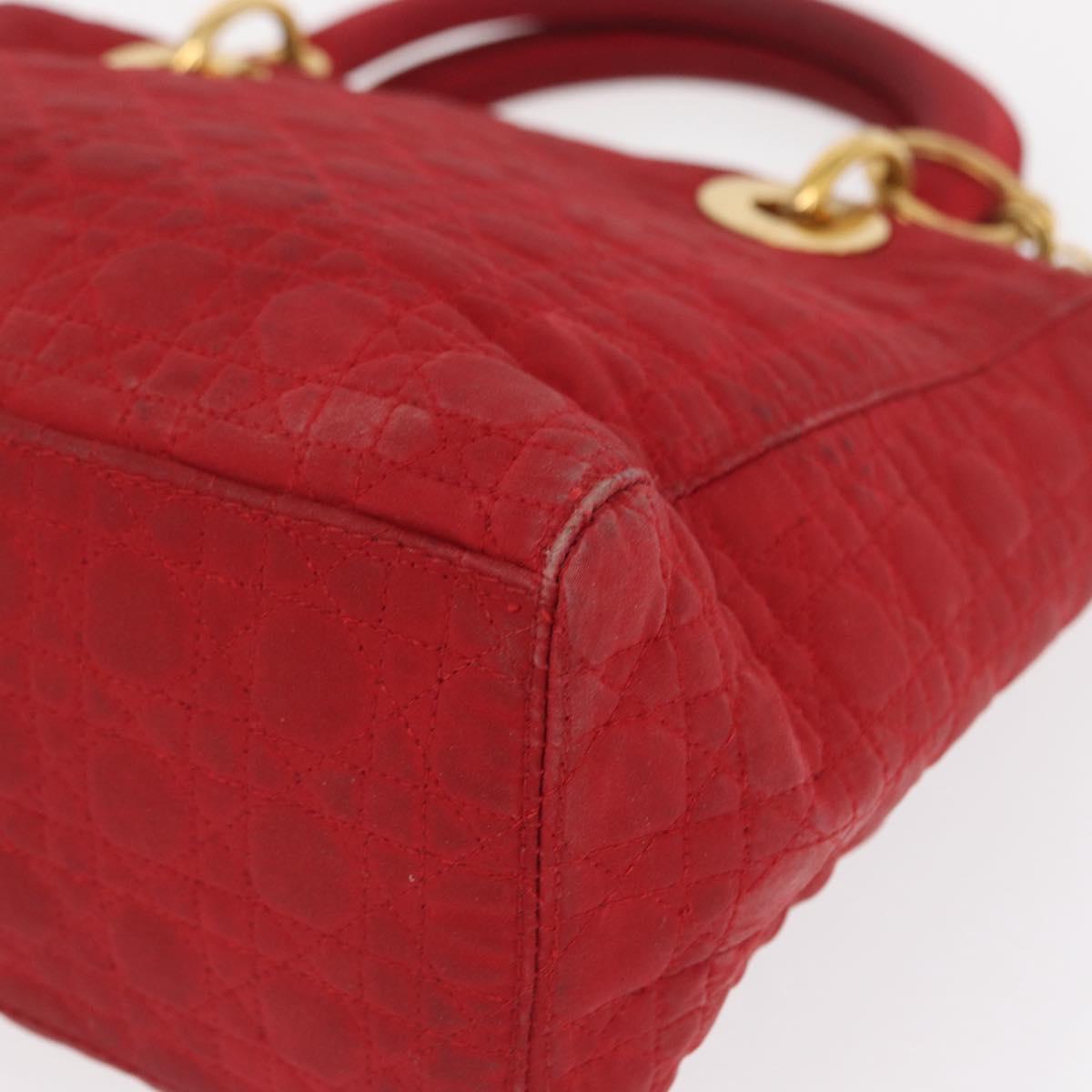 Christian Dior Canage Hand Bag Red Gold Auth 162850