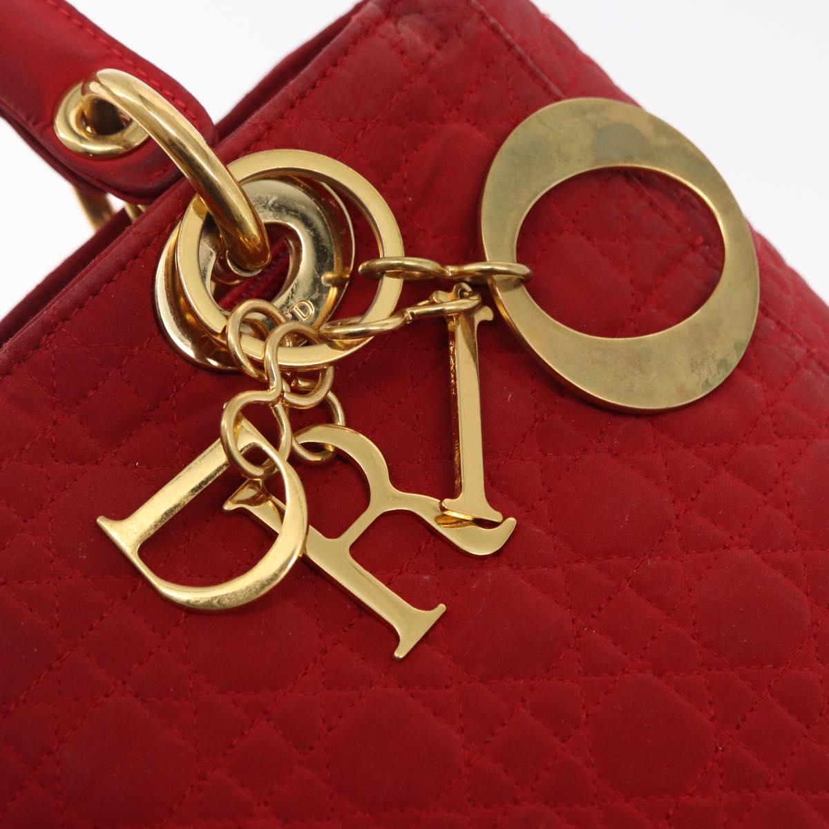 Christian Dior Canage Hand Bag Red Gold Auth 162850