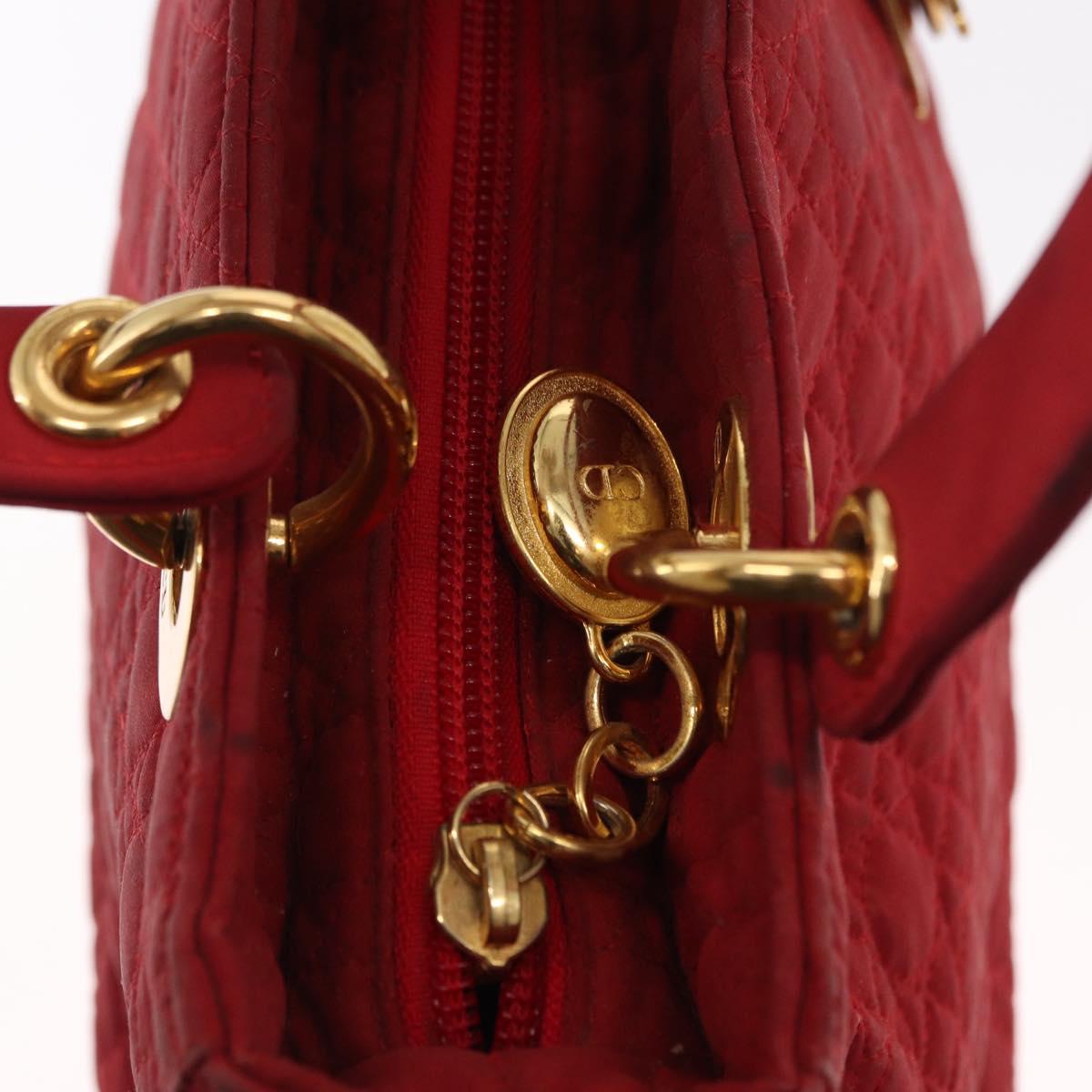 Christian Dior Canage Hand Bag Red Gold Auth 162850