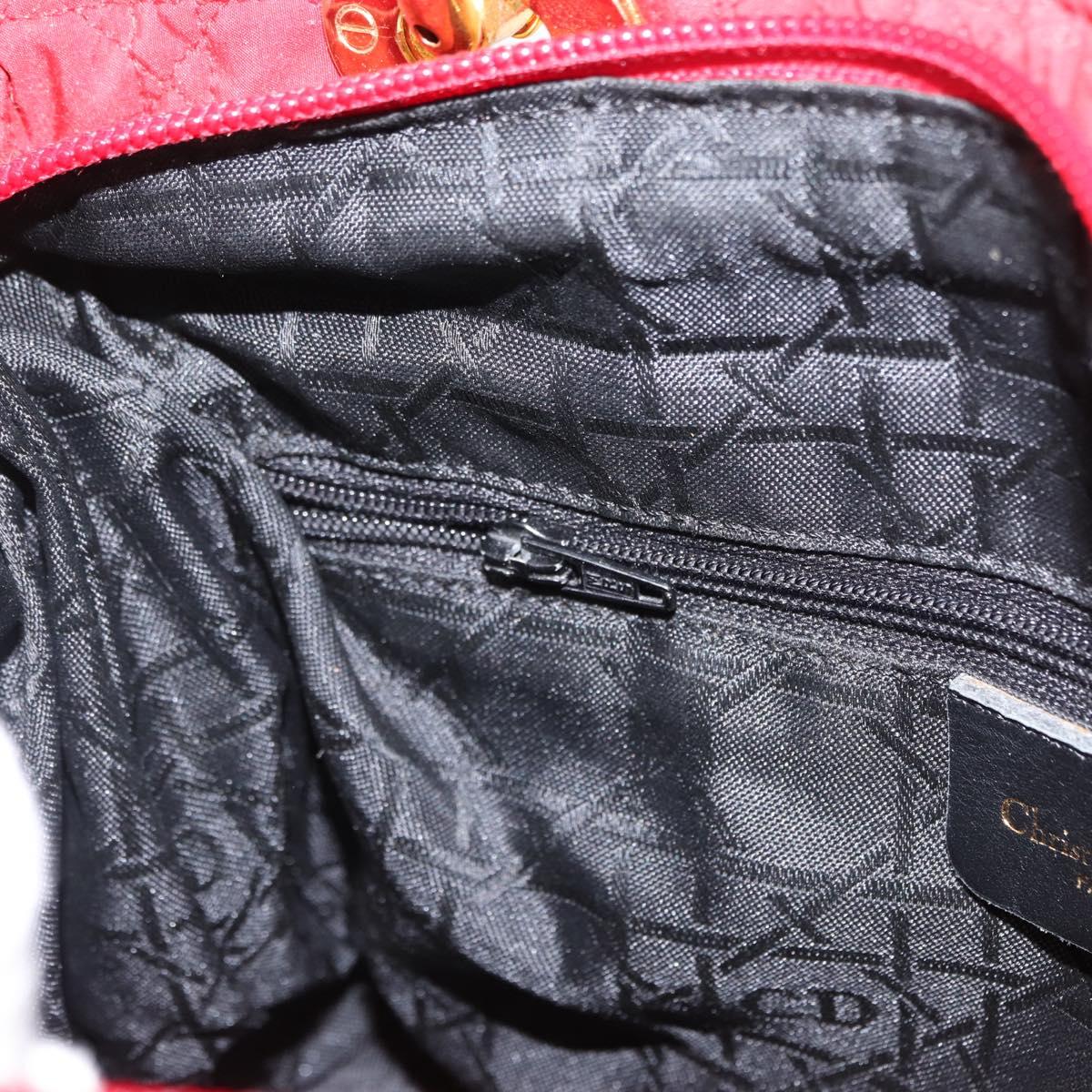 Christian Dior Canage Hand Bag Red Gold Auth 162850