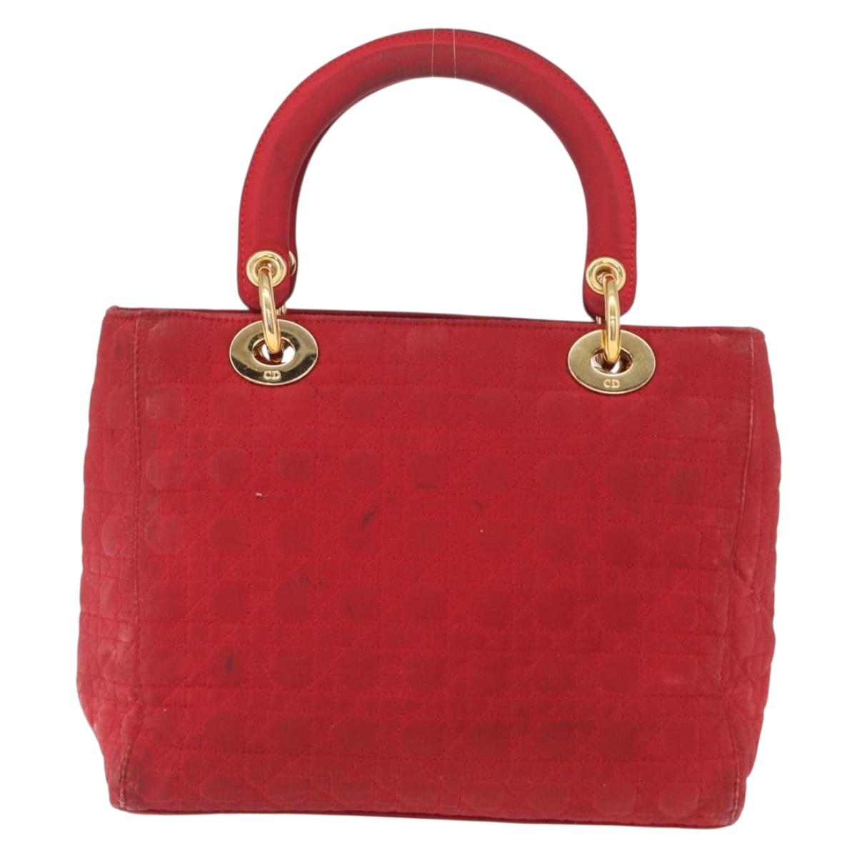 Christian Dior Canage Hand Bag Red Gold Auth 162850