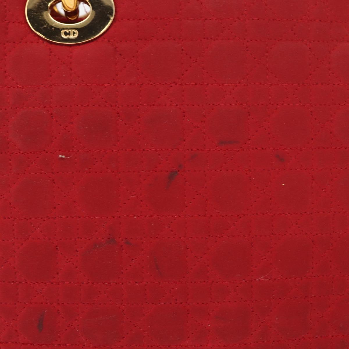 Christian Dior Canage Hand Bag Red Gold Auth 162850