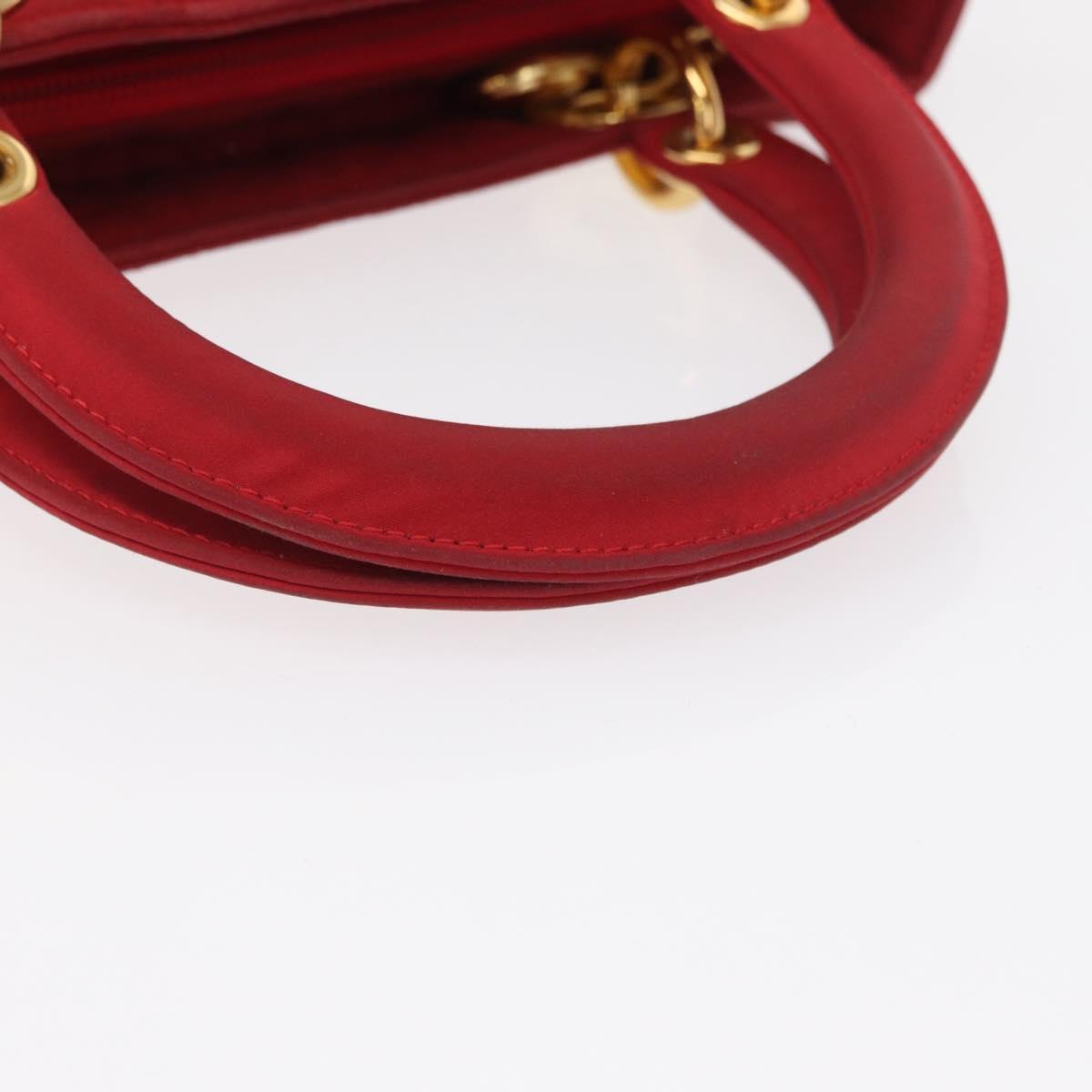 Christian Dior Canage Hand Bag Red Gold Auth 162850