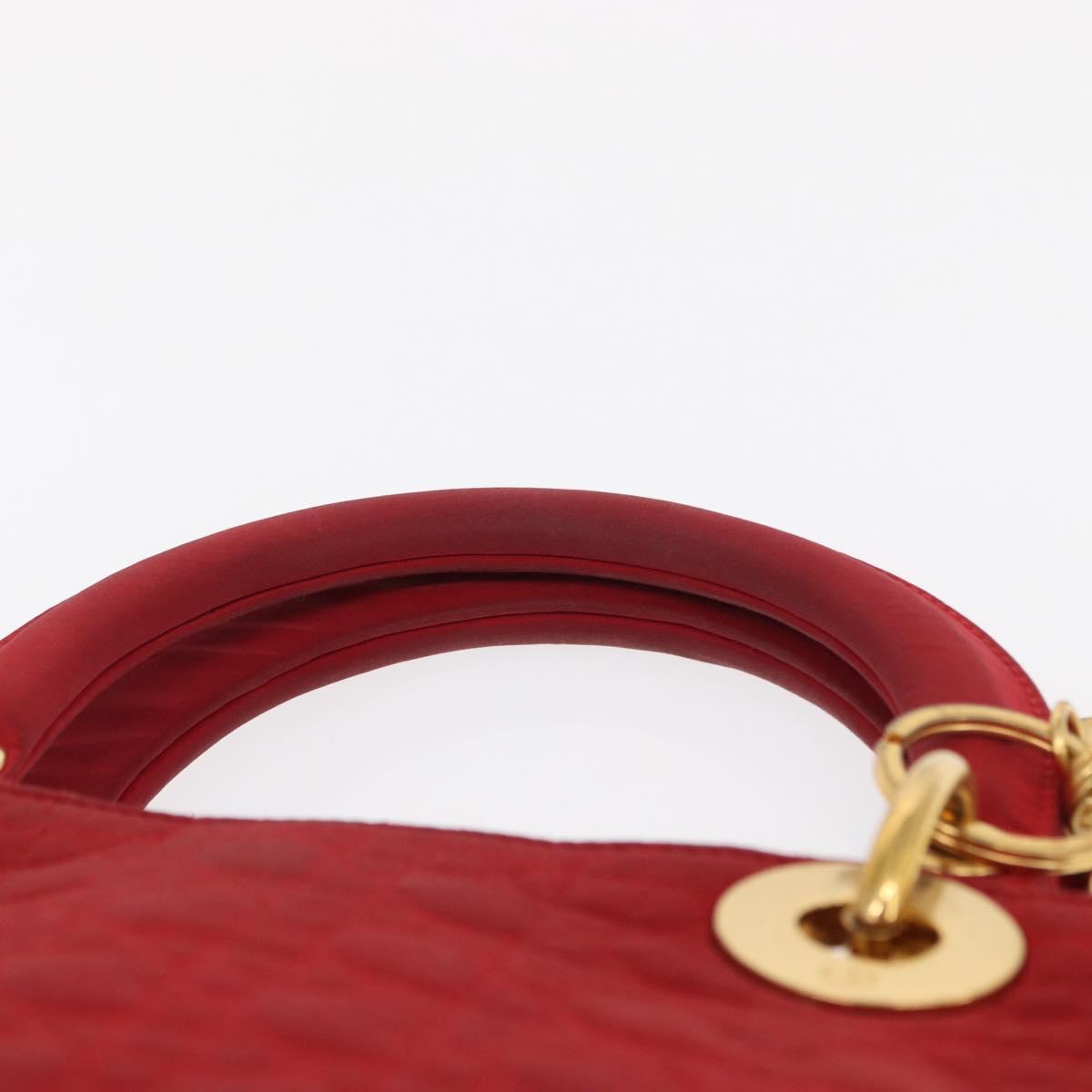 Christian Dior Canage Hand Bag Red Gold Auth 162850