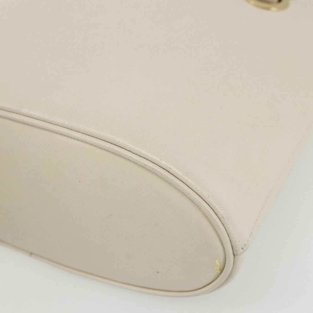 Salvatore Ferragamo Hand Bag Leather White Gold Auth 162853