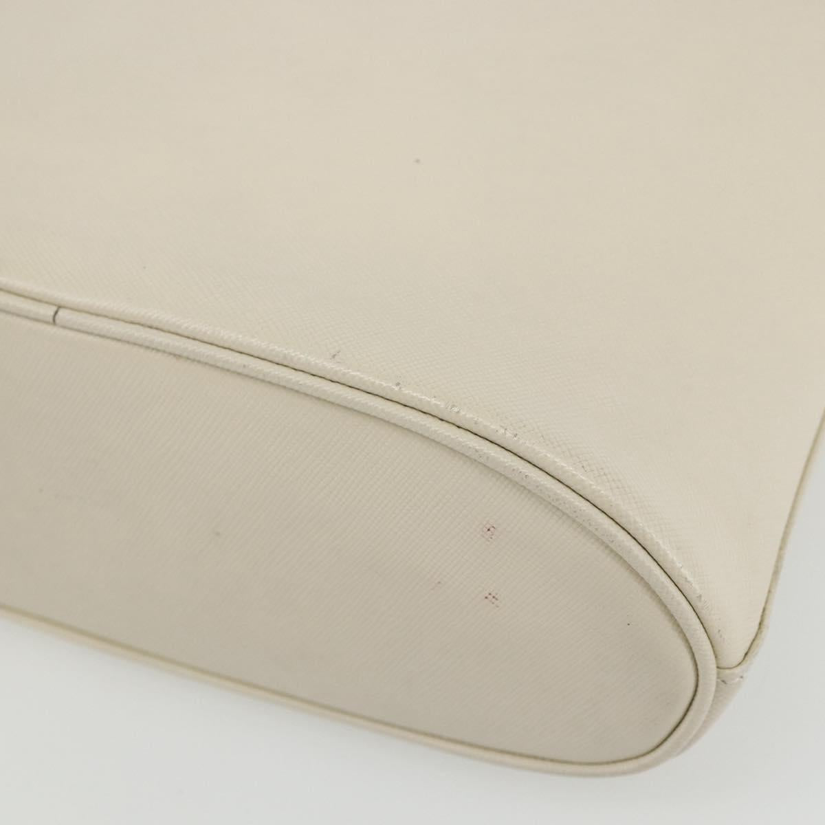 Salvatore Ferragamo Hand Bag Leather White Gold Auth 162853