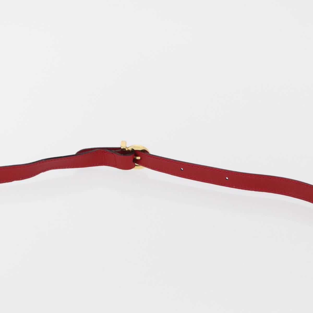 Salvatore Ferragamo Vala Hand Bag Leather 2way Red Gold Auth 162854