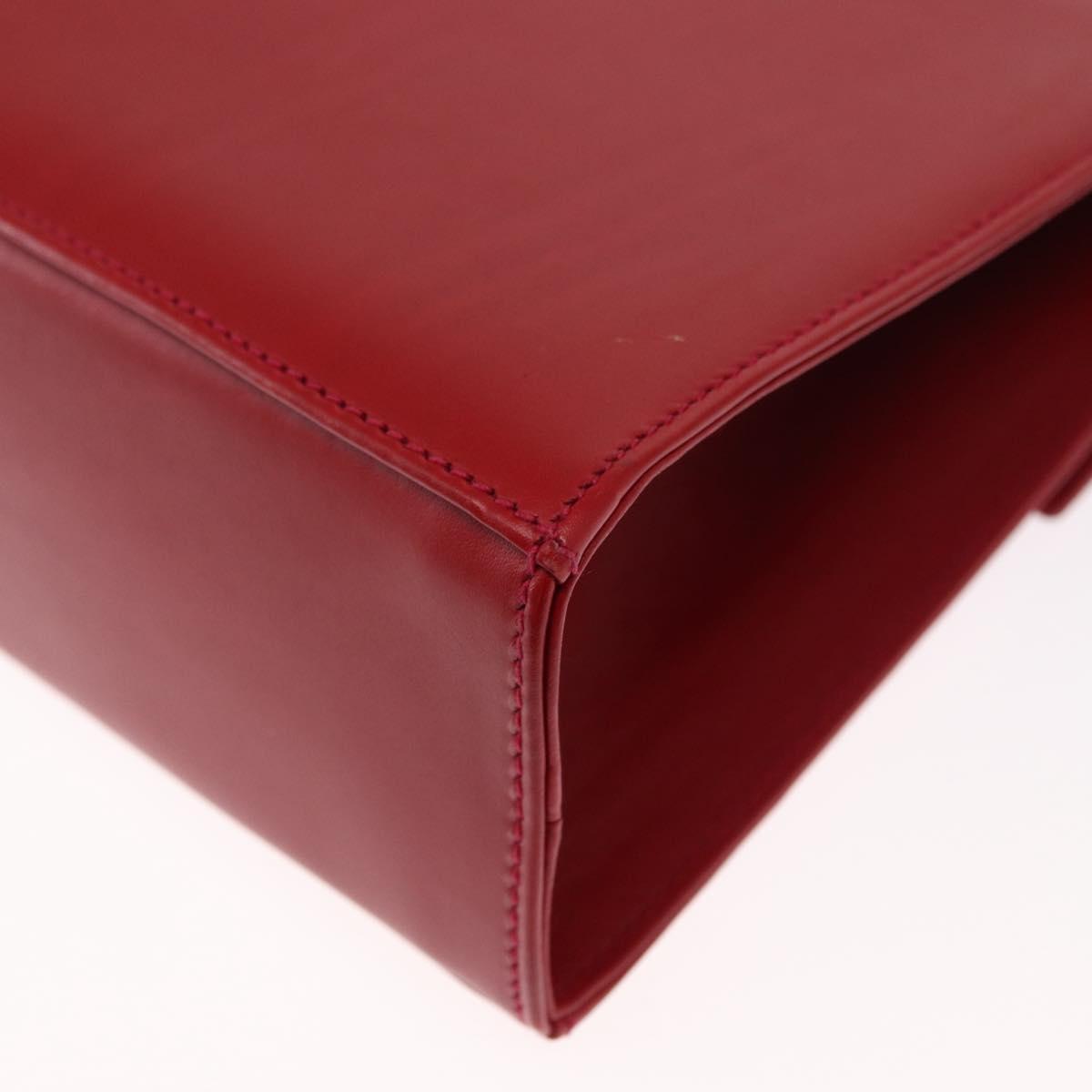 Salvatore Ferragamo Vala Hand Bag Leather 2way Red Gold Auth 162854