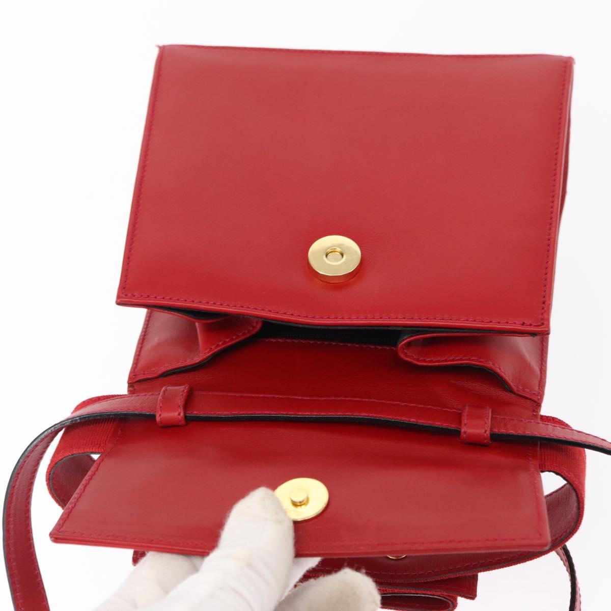 Salvatore Ferragamo Vala Hand Bag Leather 2way Red Gold Auth 162854